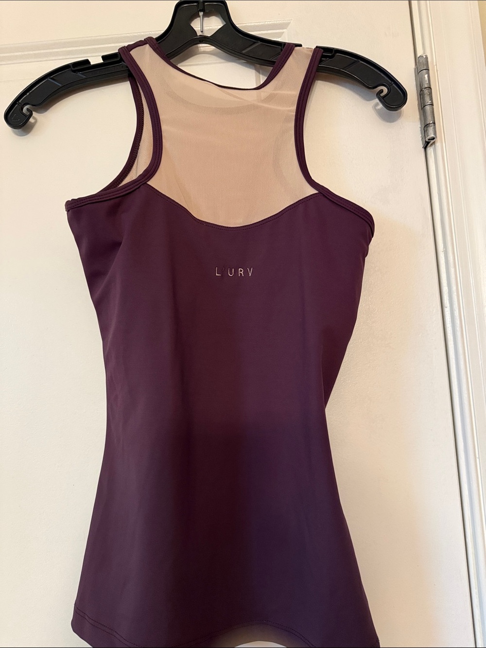 L'URV Plum Active Tank with Sheer Nude Mesh
